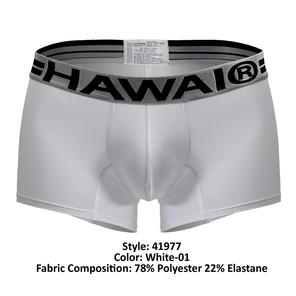 White Hawai men’s microfiber boxer briefs with gray and black elastic waistband model 41977 color white-01