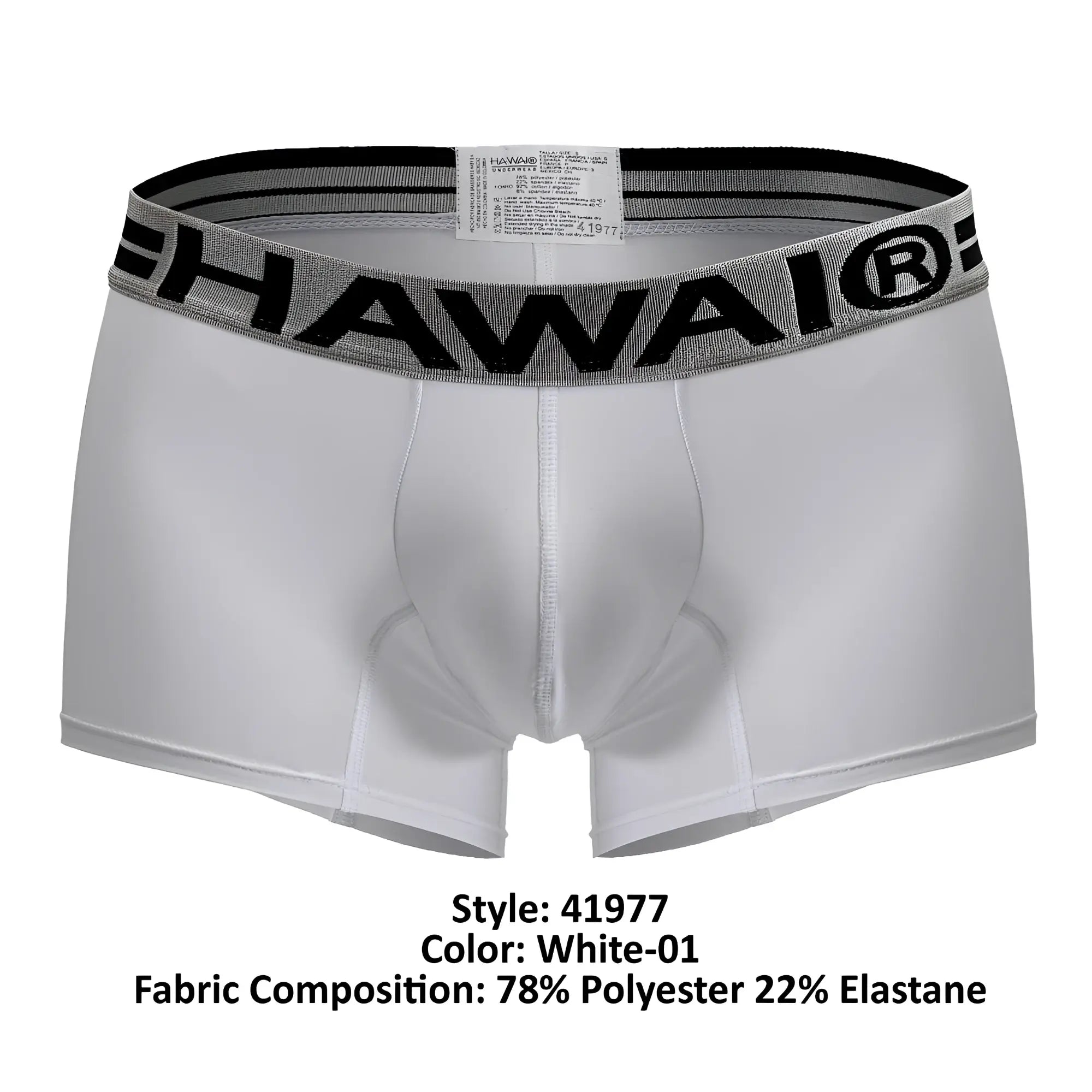 White Hawai men’s microfiber boxer briefs with gray and black elastic waistband model 41977 color white-01
