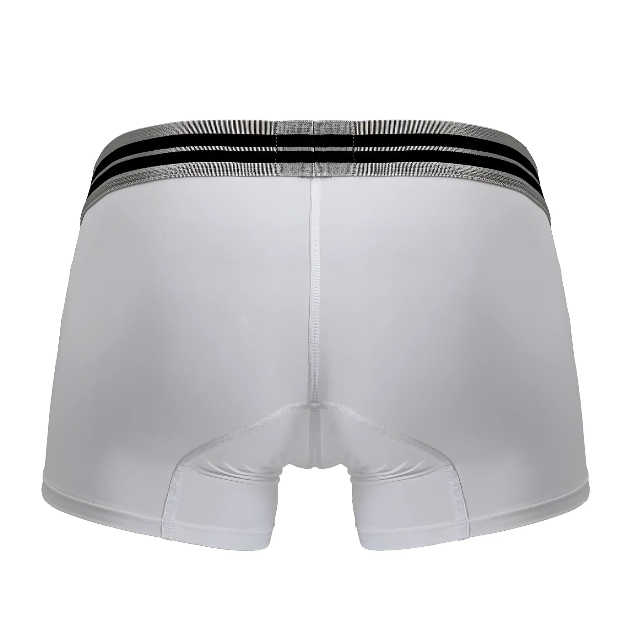 White men’s microfiber boxer briefs with gray waistband and two black stripes from hawai 41977 collection