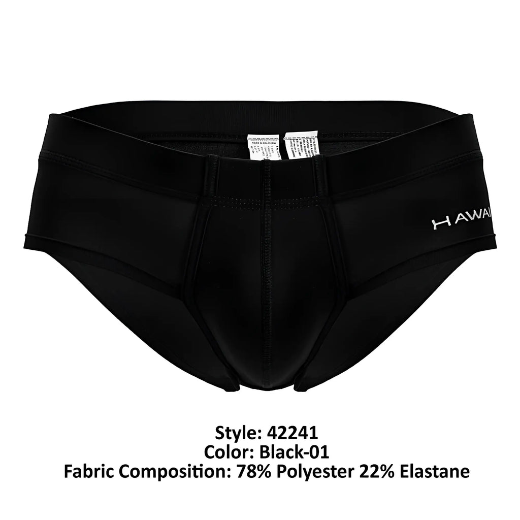 Black hawaii brand men’s microfiber briefs in black made of 78 polyester and 22 elastane for comfortable wear