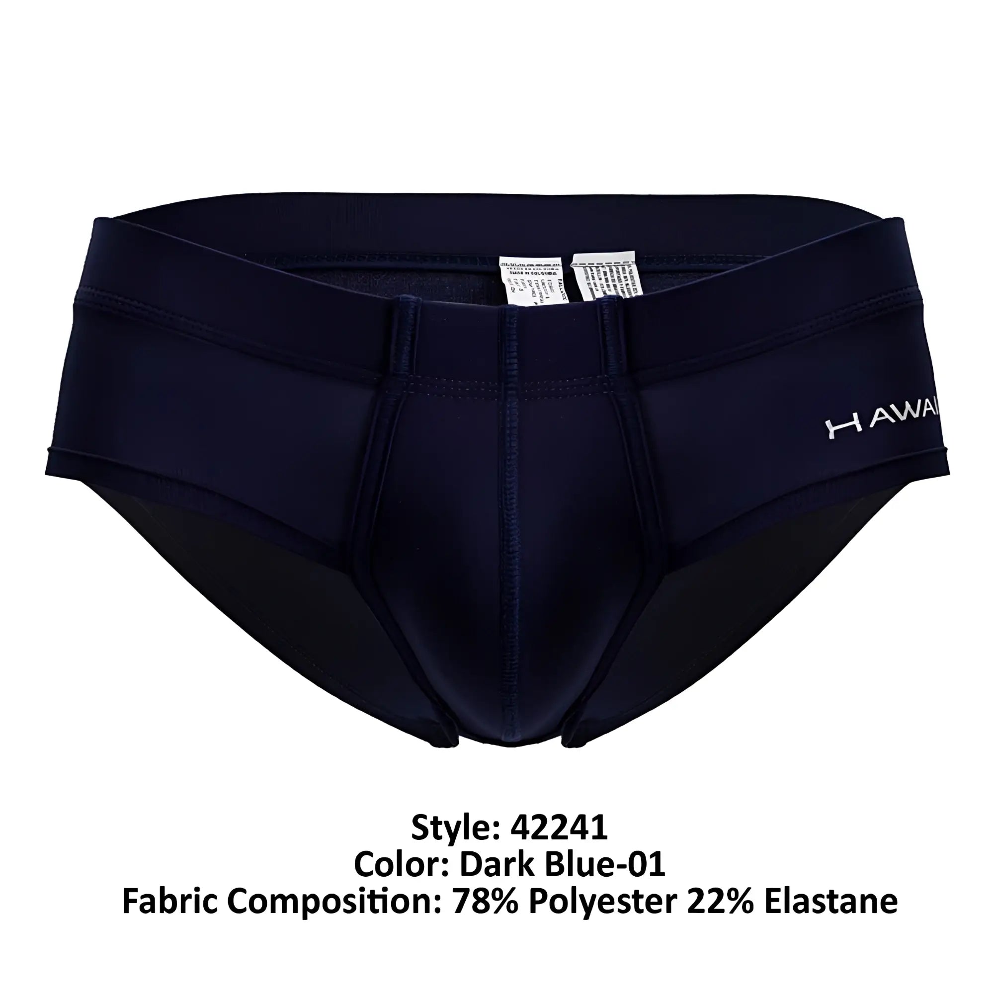 Dark blue men’s hawaai 42241 microfiber briefs with subtle logo made from 78 polyester and 22 elastane