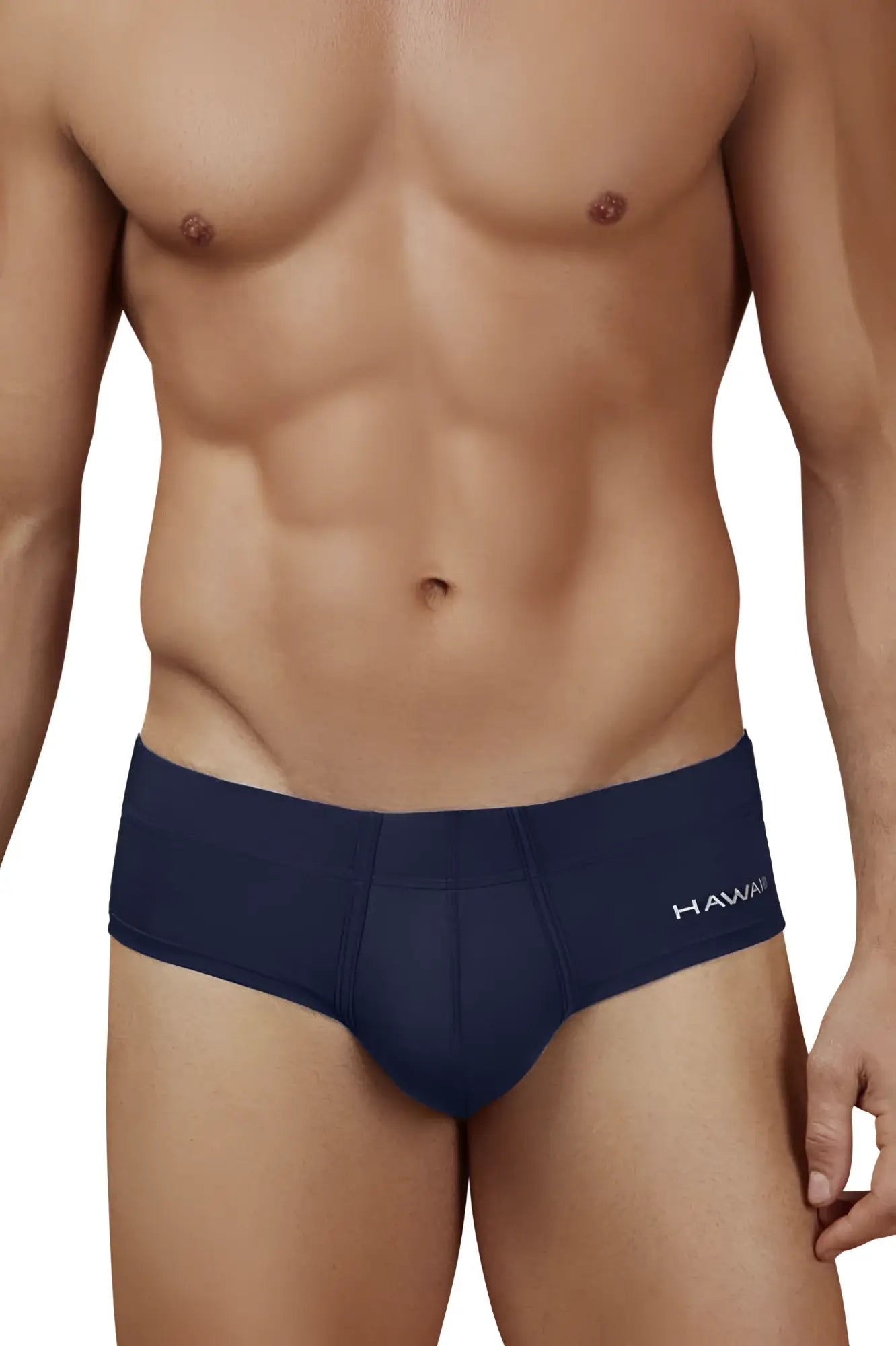 Navy blue microfiber men’s briefs with hawaii branded waistband in hawai 42241 microfiber briefs color dark blue 01