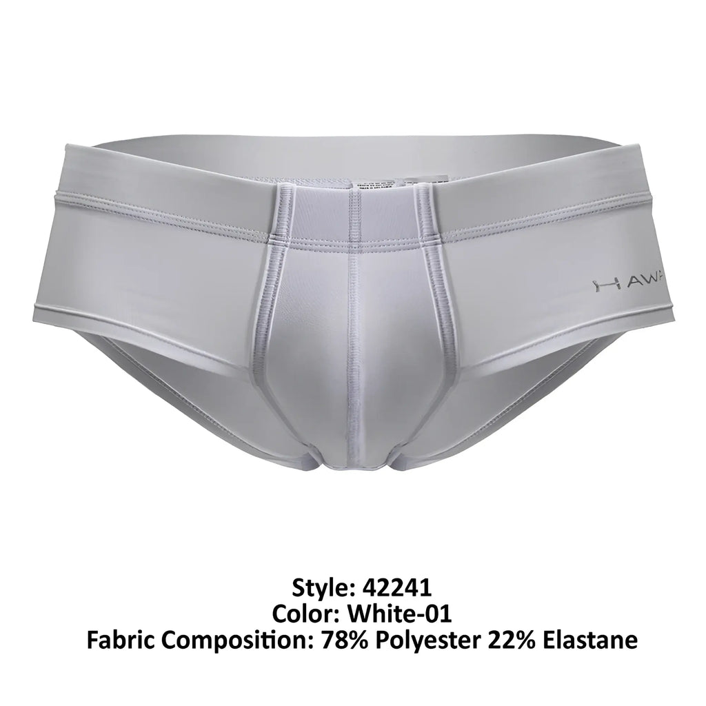 White haw men’s briefs in white made of 78 polyester and 22 elastane microfiber for comfortable wear