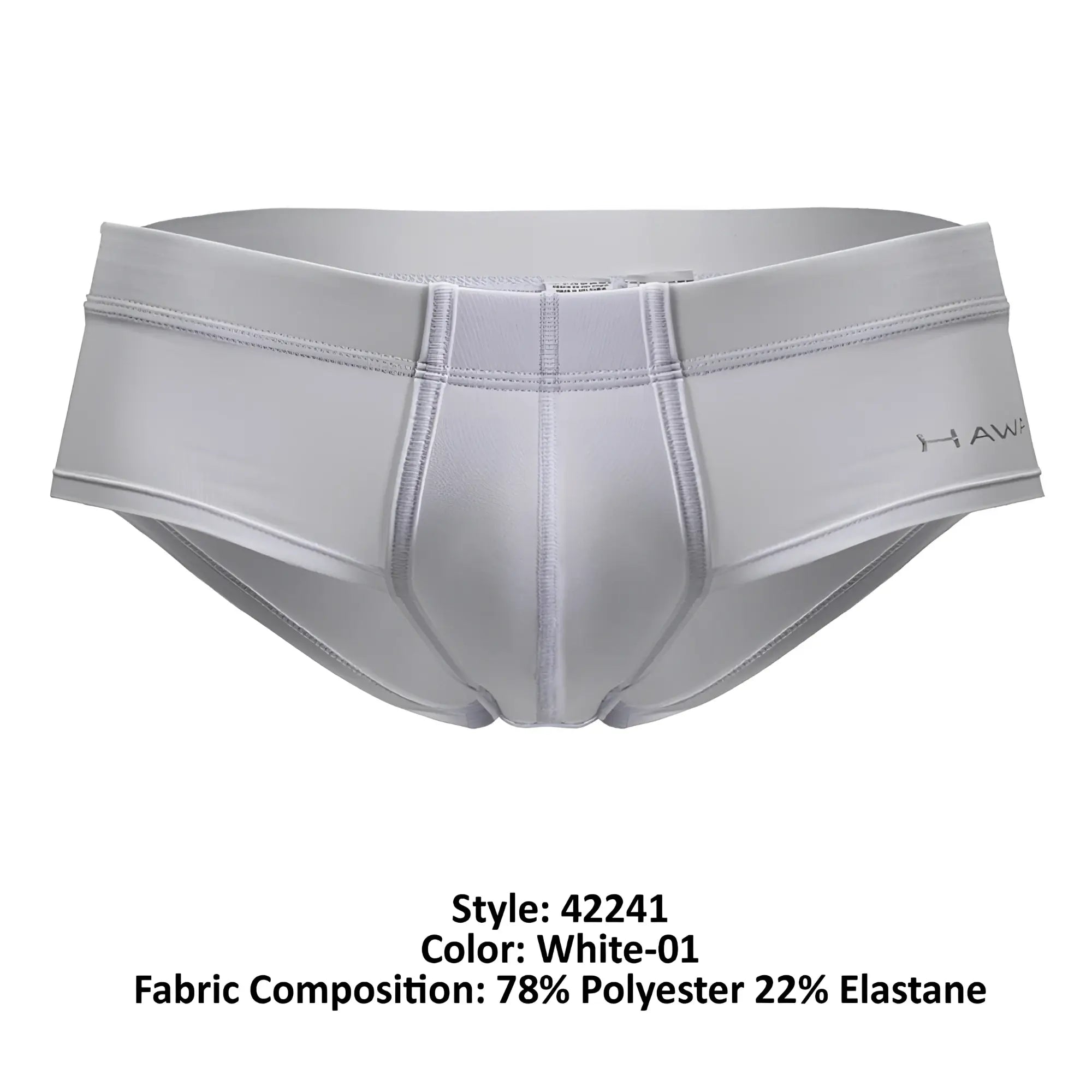 White haw men’s briefs in white made of 78 polyester and 22 elastane microfiber for comfortable wear