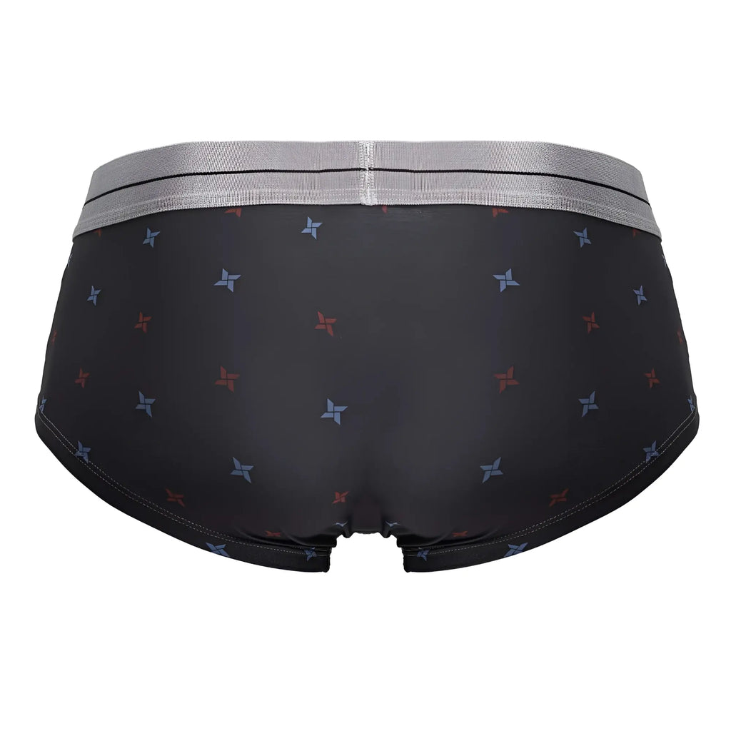 Gray hawai 42530 printed microfiber briefs for men with a gray waistband and red blue star pattern
