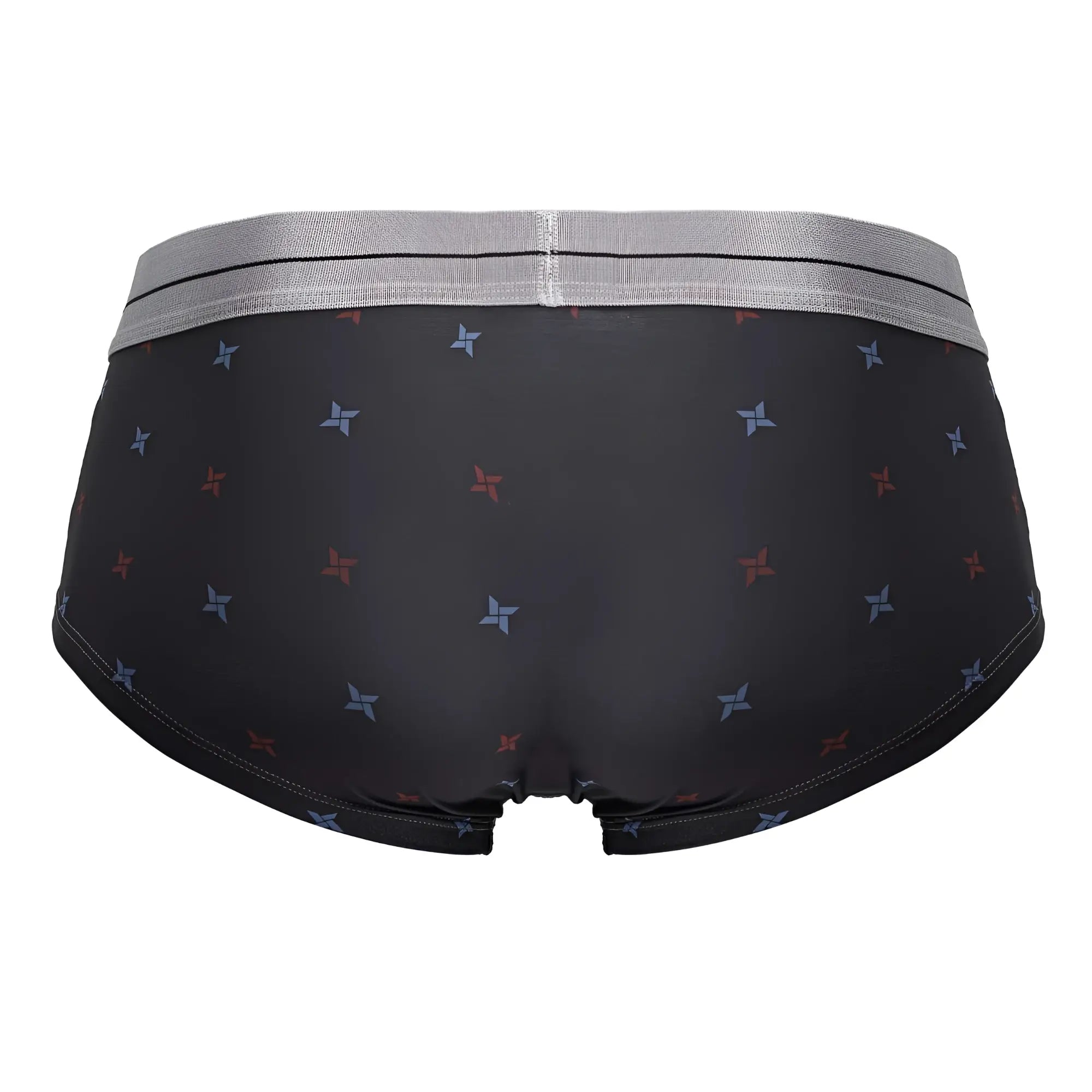 Gray hawai 42530 printed microfiber briefs for men with a gray waistband and red blue star pattern