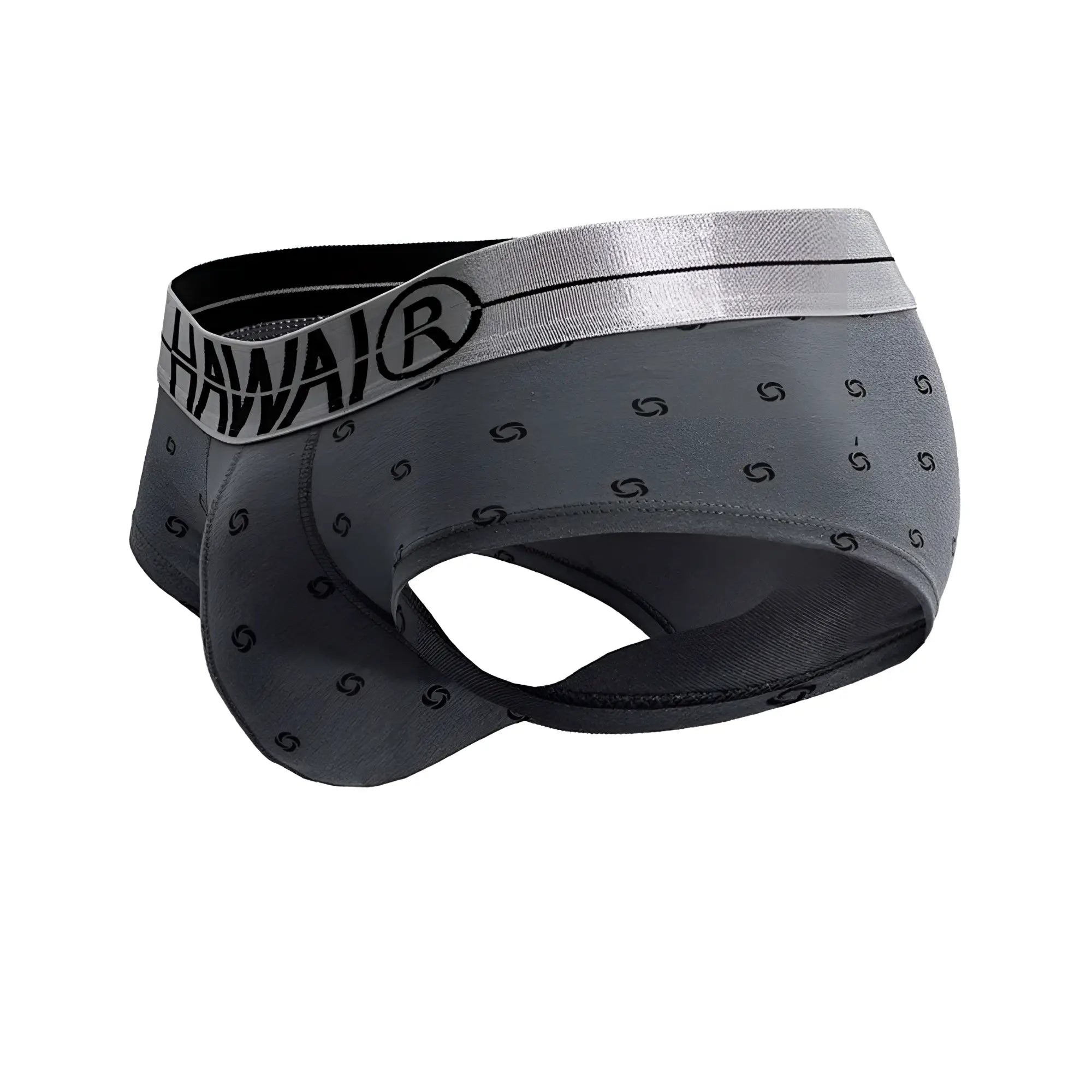 Gray cotton blend men’s briefs with black s pattern and silver hawai waistband model 42531