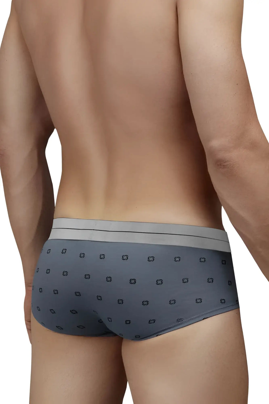 Gray hawa 42531 cotton blend briefs with subtle black geometric pattern and light gray waistband for men