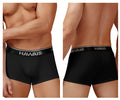 Black hawai brand men’s cotton blend briefs in black with a contrasting white elastic waistband featuring the logo