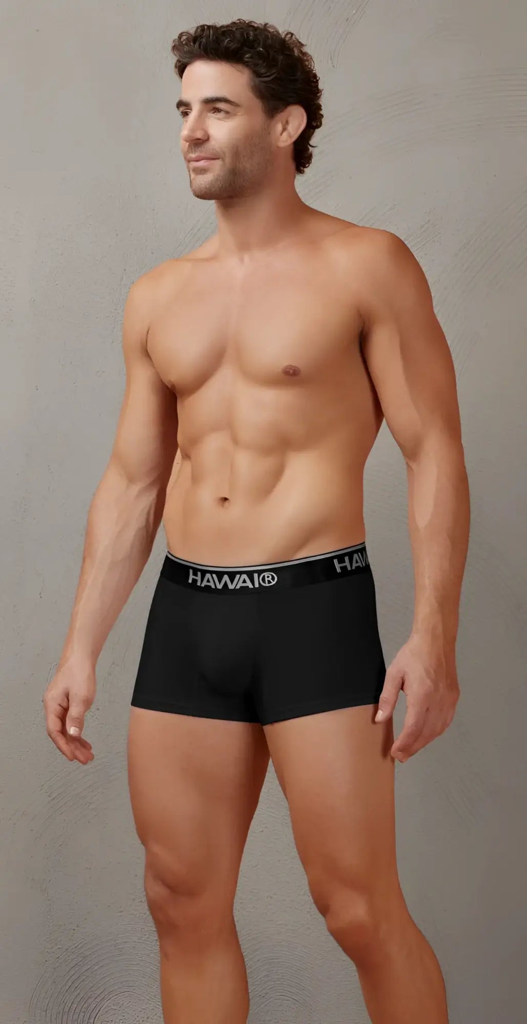 Black mens boxer briefs with white hawaii logo on waistband made from cotton blend trunks black 01