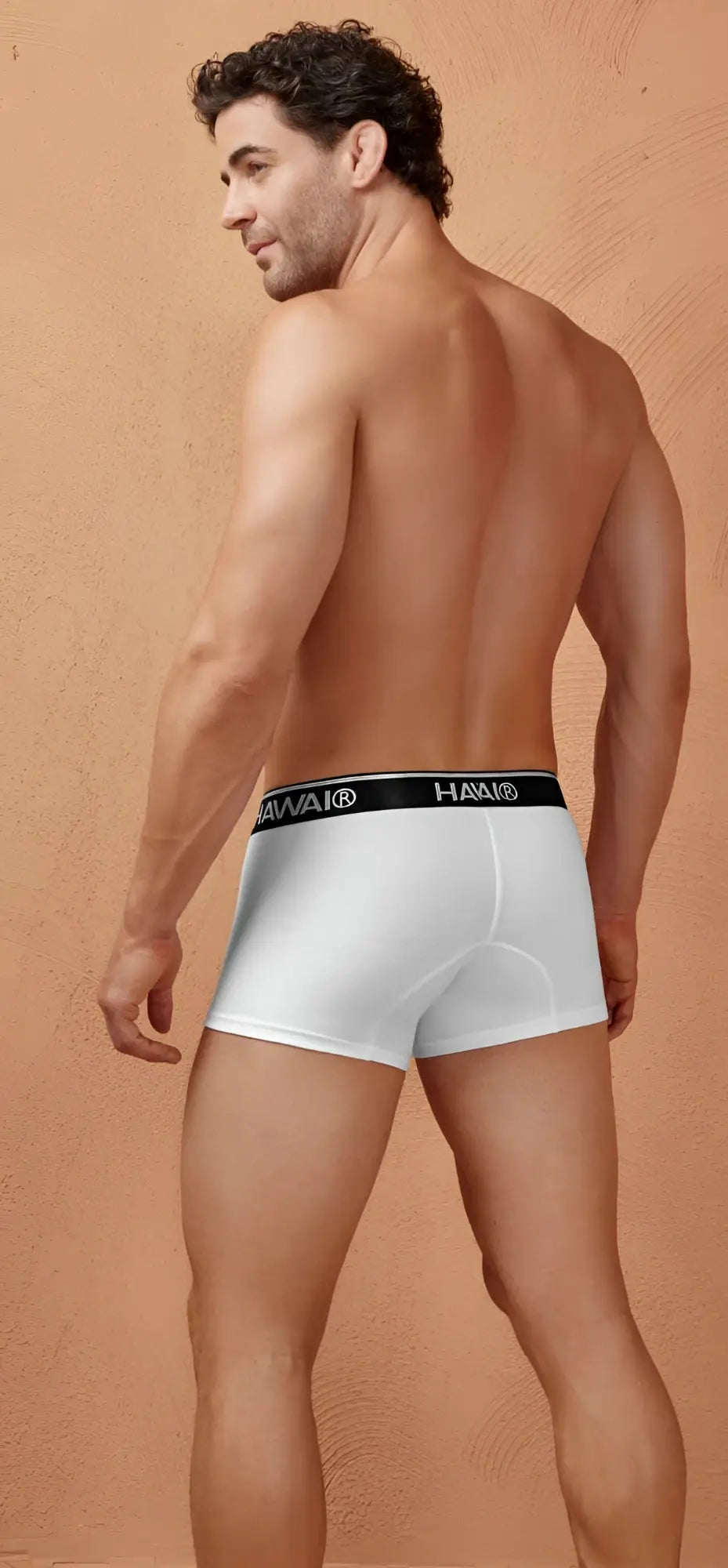 White h&m boxer briefs with black elastic waistband featuring brand logo made from cotton blend trunks hawai 4986