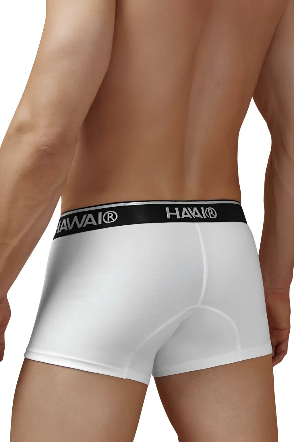 White men’s cotton blend briefs with black hawai elastic waistband in white color model 4986 trunks white 01