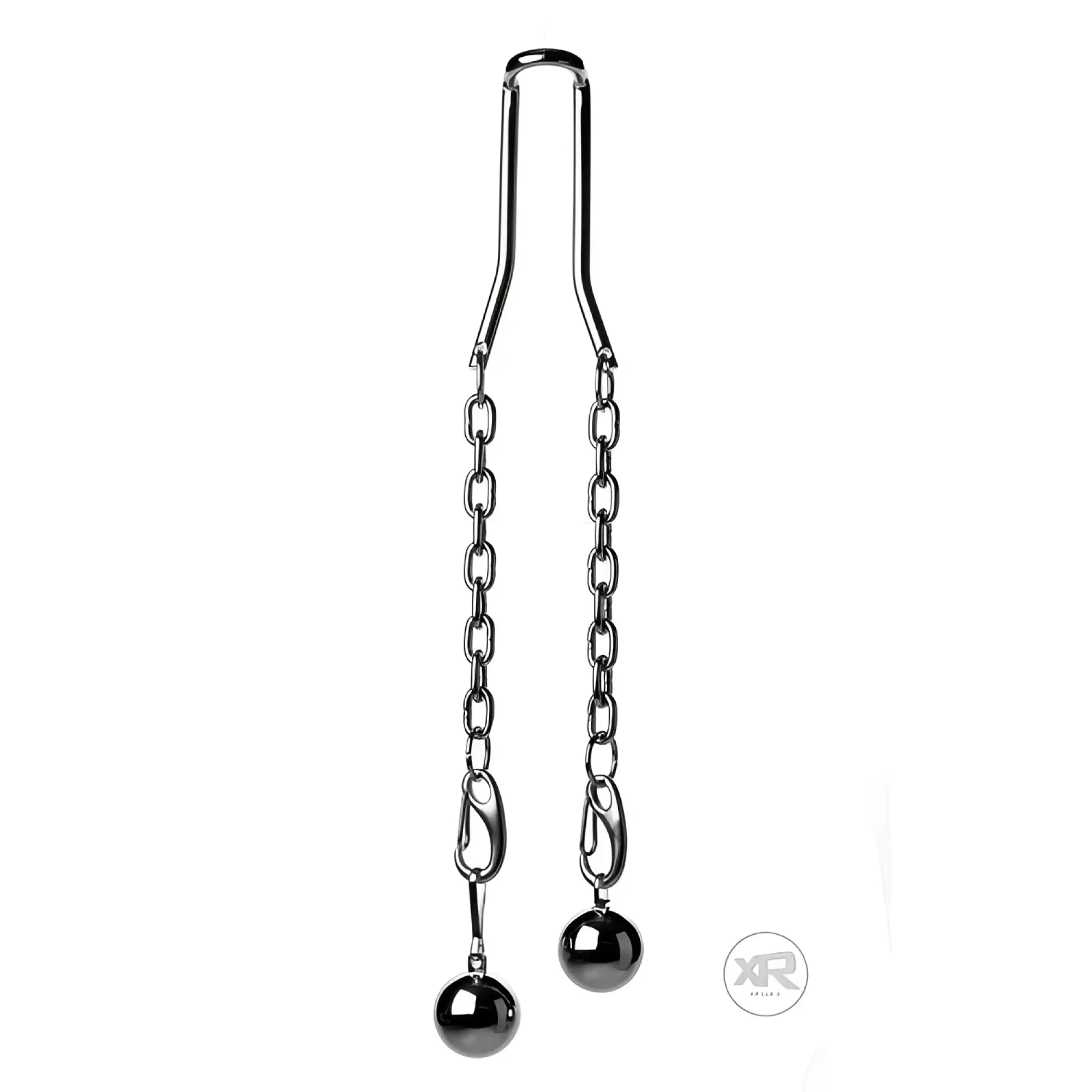 Black metallic heavy hitch ball stretcher hook with spherical weights by xr brand body jewelry accessory