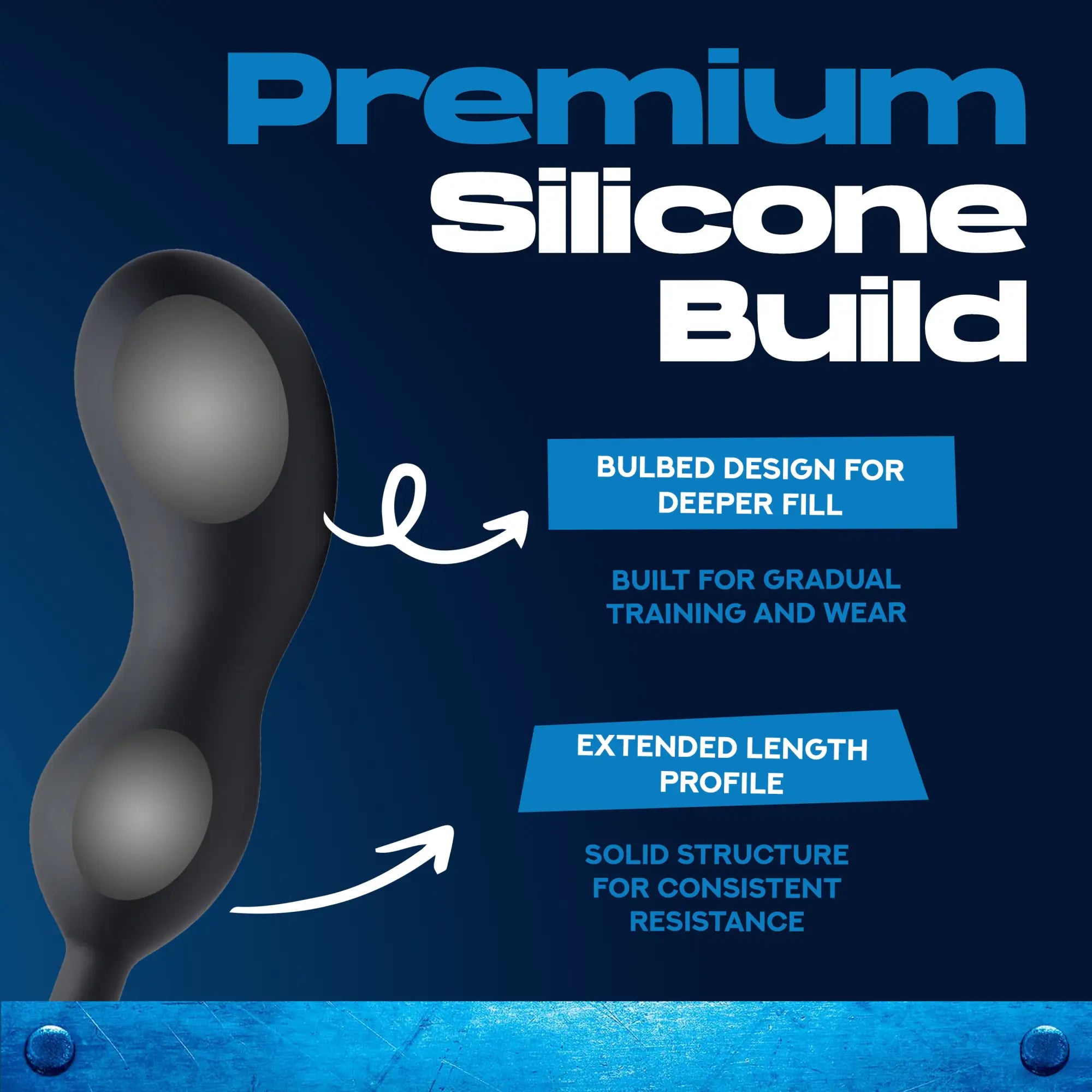 Heavy Hitters Premium Silicone Weighted Prostate Plug: A smooth, black, dual-bulbed silicone device for training.