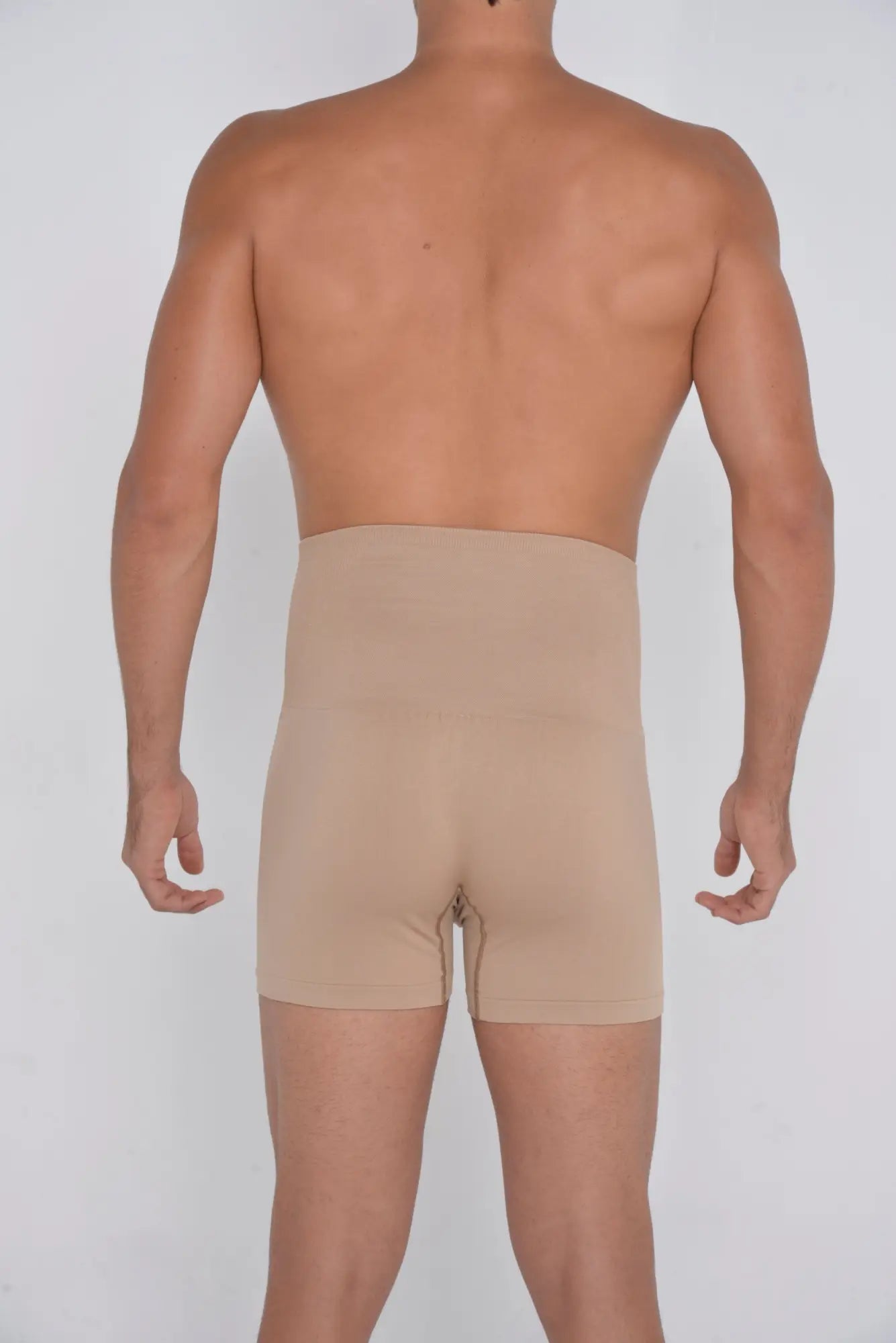 Beige high waist shaper trunks seamless boxer briefs with a smooth finish for comfortable everyday wear