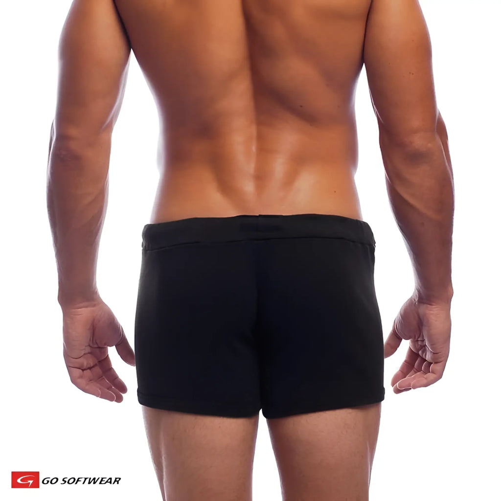 Black hiker short with a comfortable elastic waistband made from soft fabric for athletic wear