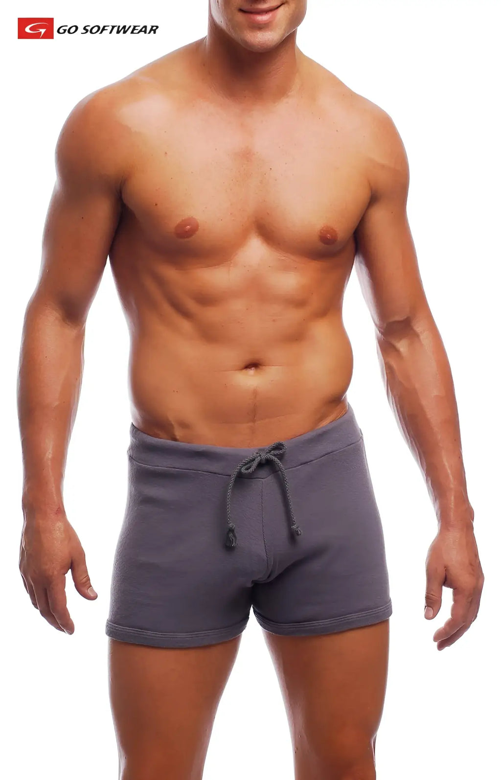 Gray hiker short athletic shorts with drawstring waistband soft fabric and relaxed fit for comfort during activities