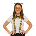 Yellow and black striped bee-themed costume accessories set from honeybee dress-up kit for playful dress-up fun