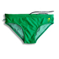 Hortelã green solid men’s swimming sunga with bright green swim trunks geometric lining and yellow dog logo beachwear