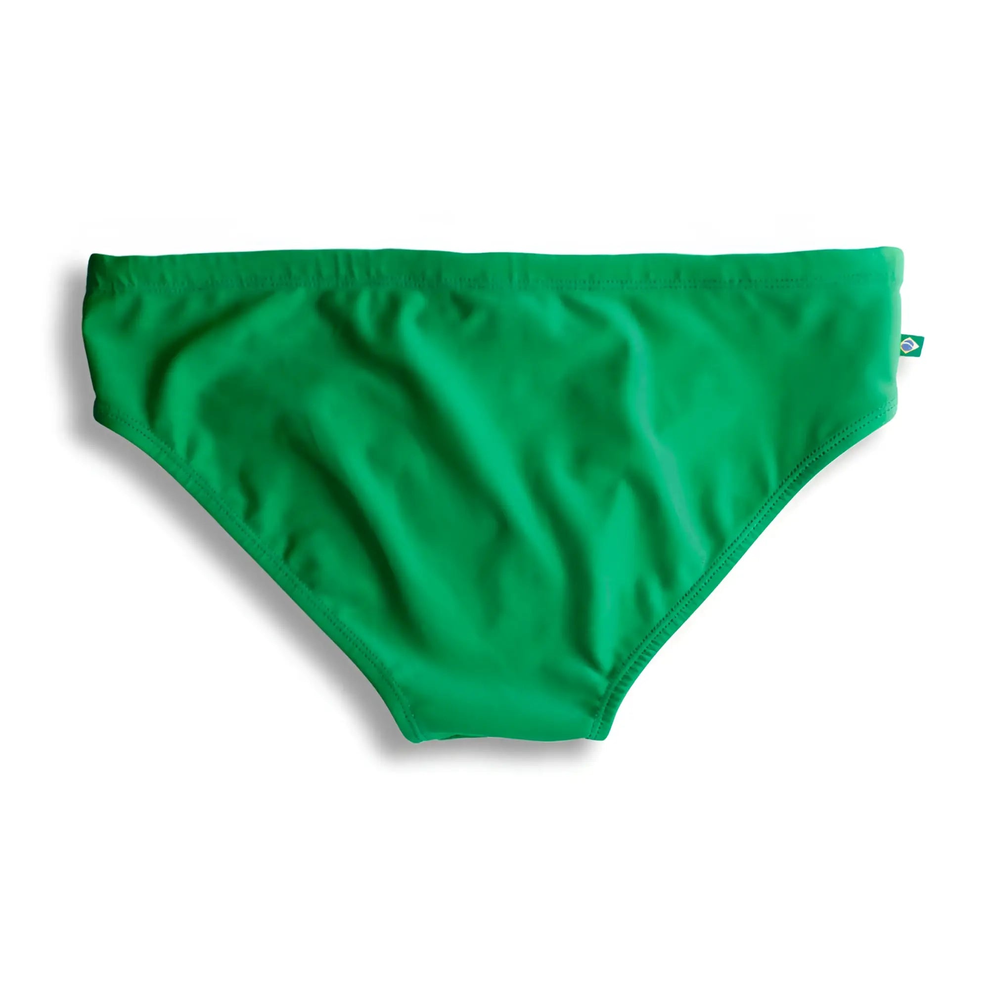 Hortelã green solid men’s swimming sunga in bright green smooth stretchy fabric with small brand tag on the side