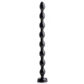 Hosed 19-inch beaded anal snake: a long, black, flexible toy with 8 numbered beads and a flat circular base.