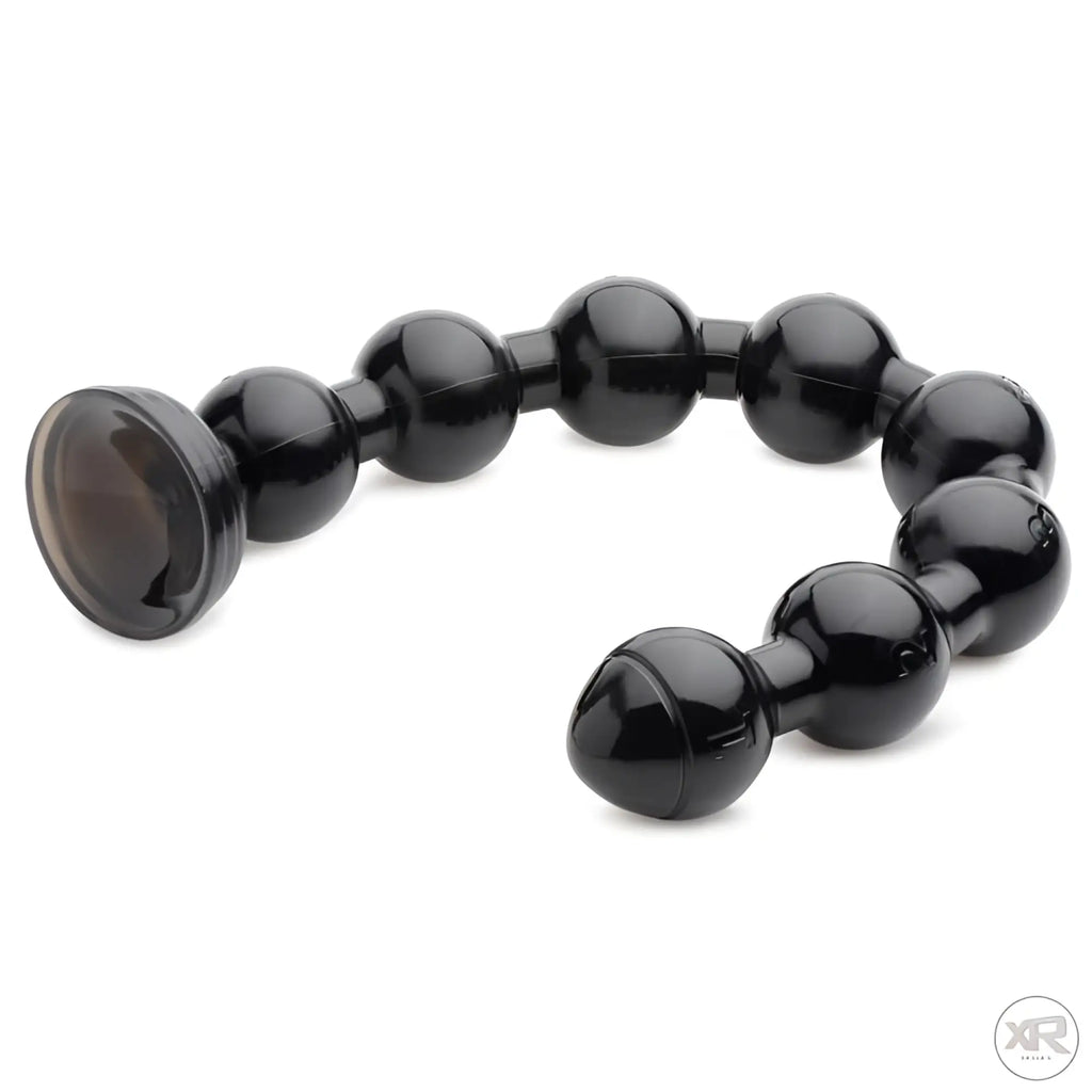 Hosed Hosed 2" Beaded Anal Snake: A flexible, black silicone beaded toy with a suction cup base on a white background.