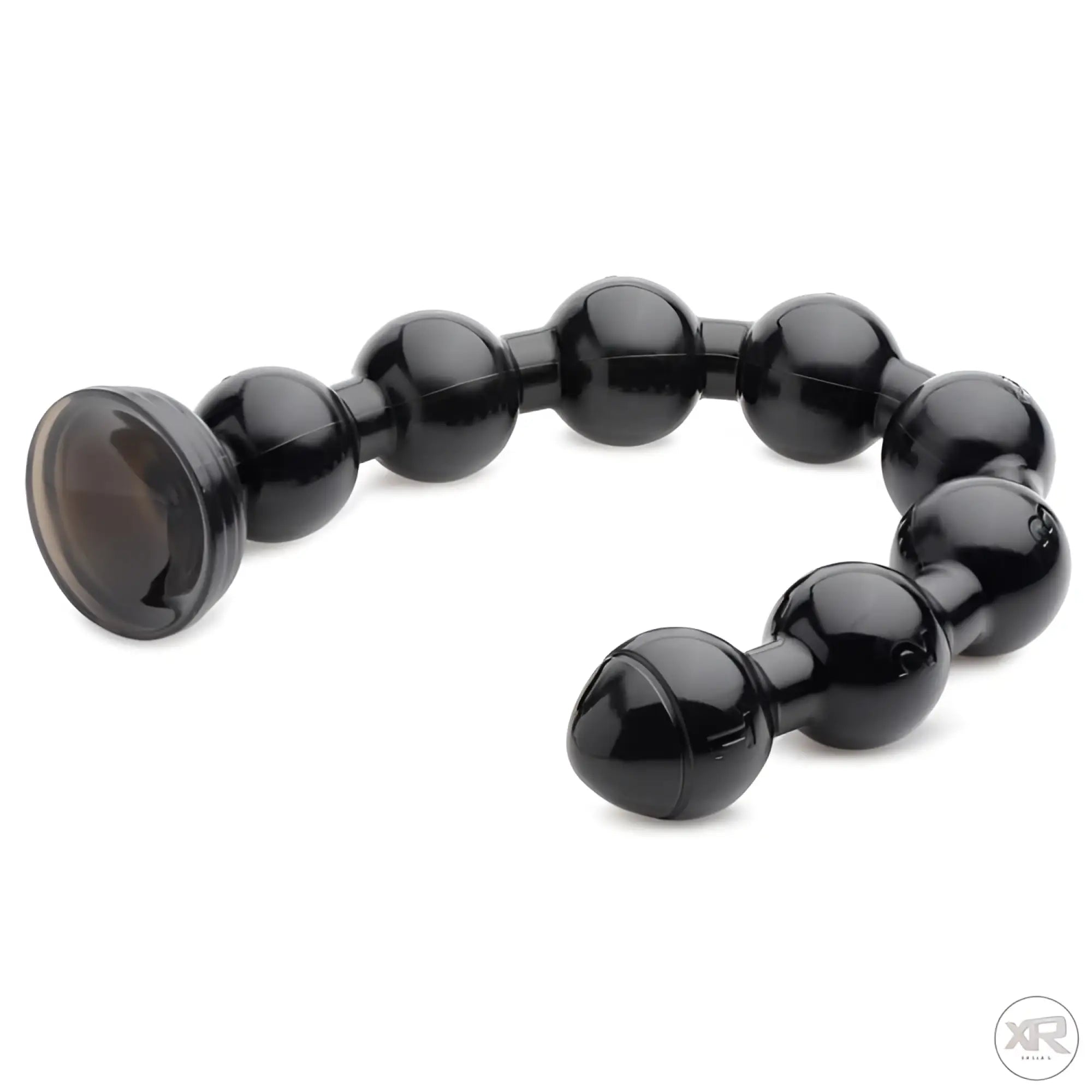 Hosed Hosed 2" Beaded Anal Snake: A flexible, black silicone beaded toy with a suction cup base on a white background.