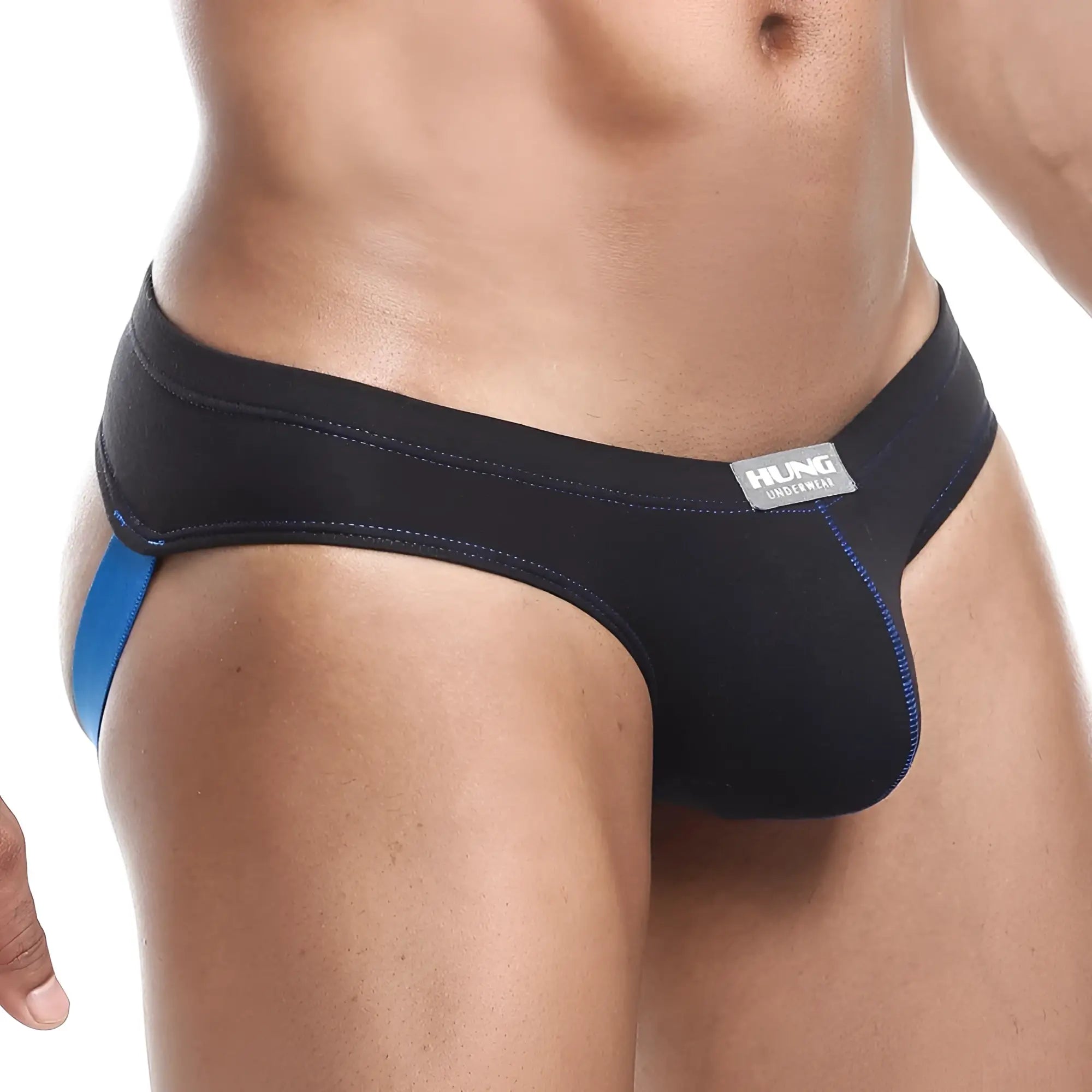 Black and blue hung hge008 jockstrap men’s briefs with sleek form-fitting design for comfortable support