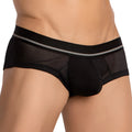 Black mesh briefs hung hgg016 with solid black waistband and thin gray stripes designed for comfortable wear