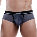 Gray hung brand brief hgJ002 with black waistband and mesh panel designed for comfort and style