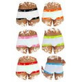 Icker Sea 6 pack fresh dots logo trim white bamboo briefs with colorful elastic waistbands in assorted colors