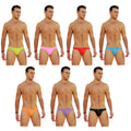 Icker Sea 7 pack logo trim kiss my ass slip bikini underwear with shiny neon sequined briefs in assorted colors