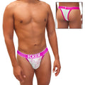 Pink and white lace thong with bold pink icker waistband from icker sea acid mesh piping cheeky tanga bikini underwear