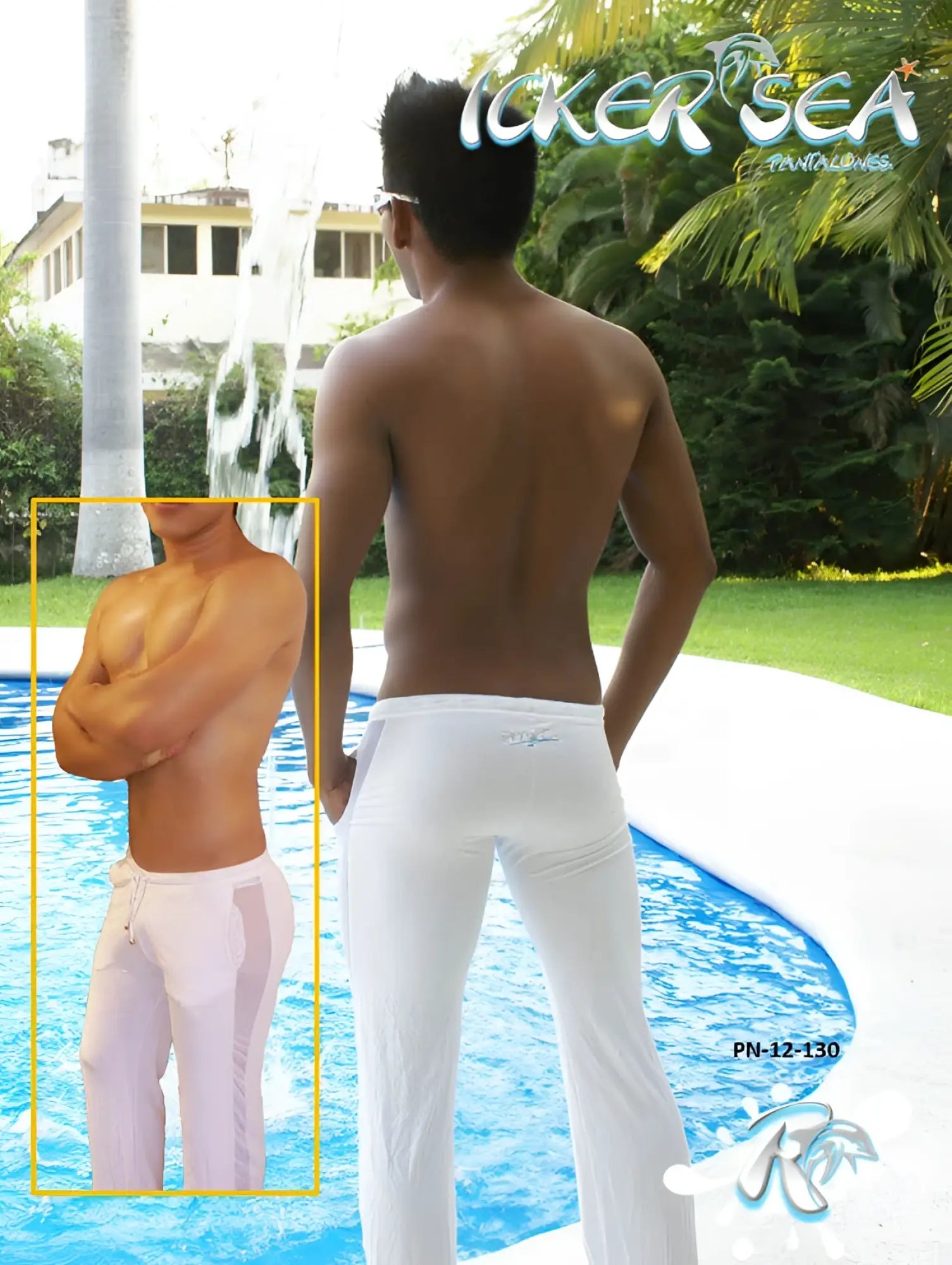 White icker sea air fitness runner pants with see through side stripe panel designed for athletic wear