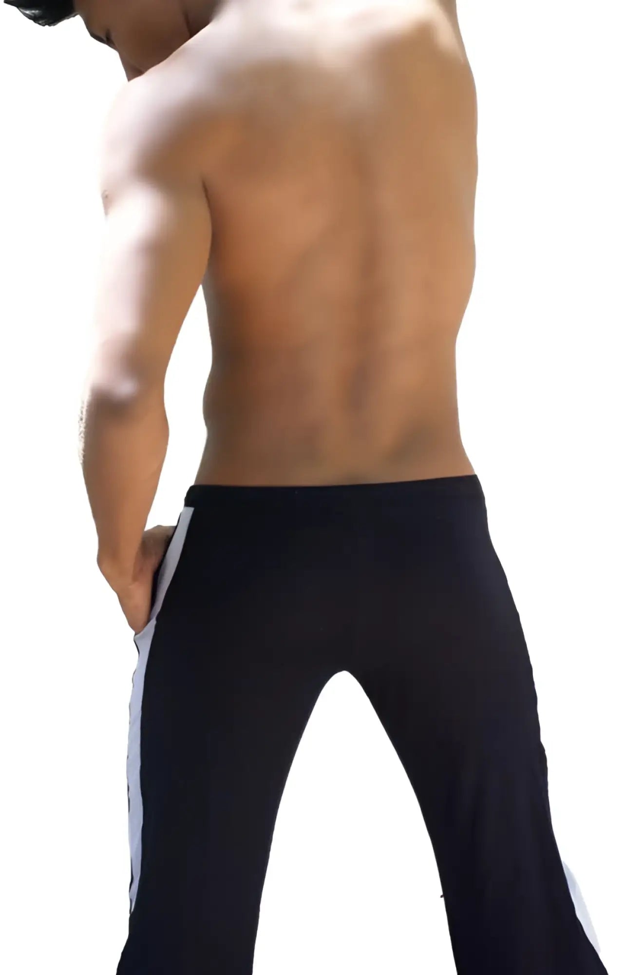 Icker Sea air fitness side stripe runner pants in black with white side stripes designed for athletic wear