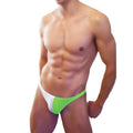 Icker sea bicolor thong swimwear in bright green and white two-tone swim trunks for beach and pool use