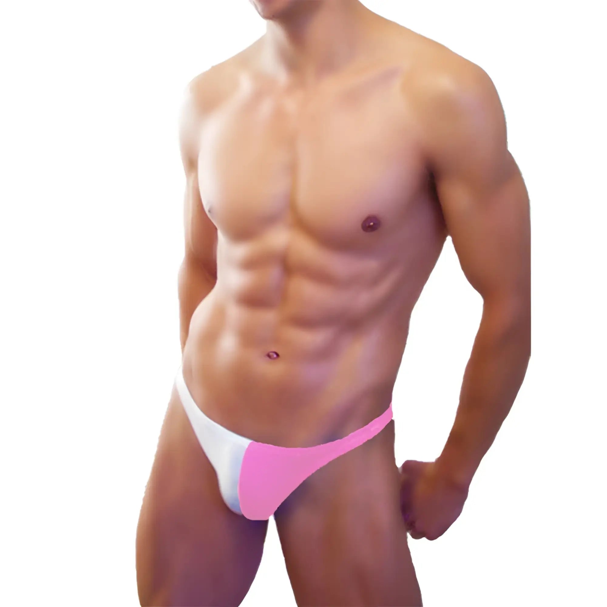 Icker Sea bicolor thong swimwear in pink and white made of lightweight fabric for stylish beachwear