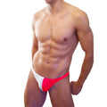 Icker sea bicolor thong swimwear in vibrant red and white with a sleek, form-fitting athletic brief design