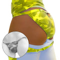 Icker Sea camouflage back cut out micro slip tanga thong in lime green gray white stretchy fabric