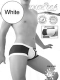 Icker sea chess duotone square cut swim trunks in white and black with a drawstring waistband for swimming