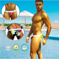 White swim trunks with vibrant graffiti-style graphics and a snug fit from icker sea city microslip bikini swimwear