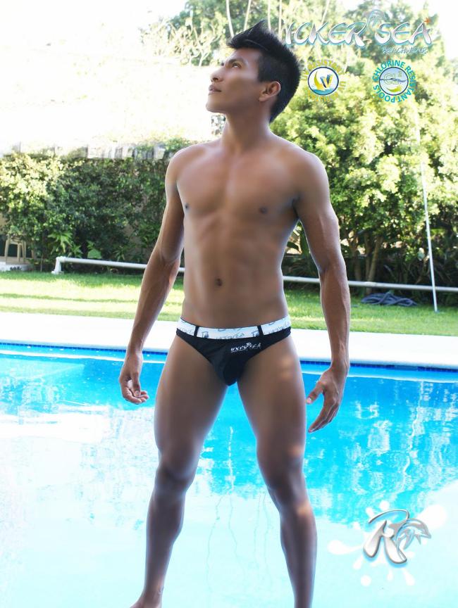 Icker Sea Sailor Belted Logo Tanga Thong Swimwear Black COB-13-07