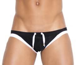 Icker Sea Contrast Trim Micro Slip Bikini Swimwear Black/White COB-13-12