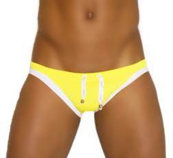 Icker Sea Contrast Trim Micro Slip Bikini Swimwear Mango/White COB-13-15