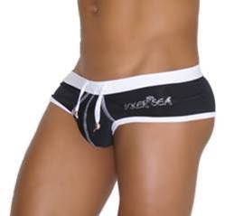 Icker Sea Contrast Trim & Stitching Cheeky Mini Bikini Swimwear Black/White COB-13-29