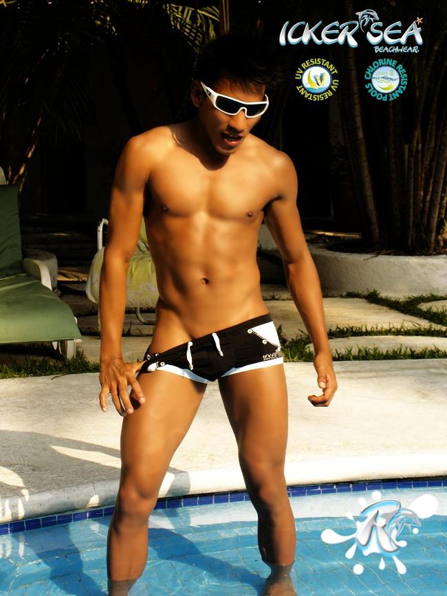 Icker Sea Eyelets Square Cut Trunk Swimwear Black COB-13-38