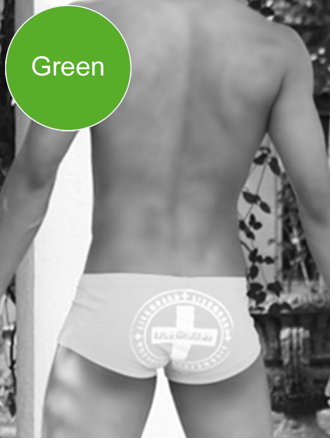Icker Sea Lifeguard Brazilian Square Cut Trunk Swimwear Green COB-13-46