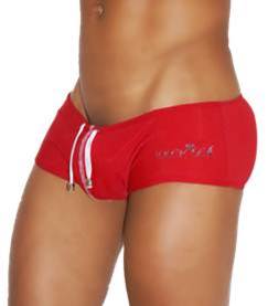 Icker Sea Lifeguard Brazilian Square Cut Trunk Swimwear Red COB-13-47