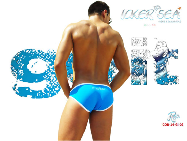 Icker Sea Zipper Front ACT Slip Bikini Swimwear Blue COB-14-GI02