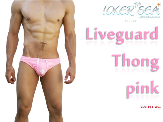Icker Sea Lifeguard Tanga Thong Swimwear Pink COB-14-LTW01